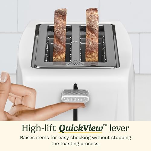 Cuisinart Core Collection 2-Slice Toaster | Extra-Long Slots for Artisan Bread, Bagel | High-Lift Quickview™ | Single Slice & Defrost Function | +30sec Toast Boost | Removable Crumb Tray, White by Cuisinart - Used condition - Image 5
