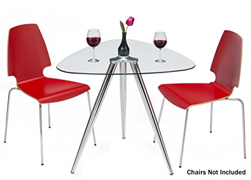 Mango Steam Lisbon 3-Sided Bistro Table, Tempered Glass Triangle Top - Modern Pub Table For Dining Room And Kitchen #TOP3