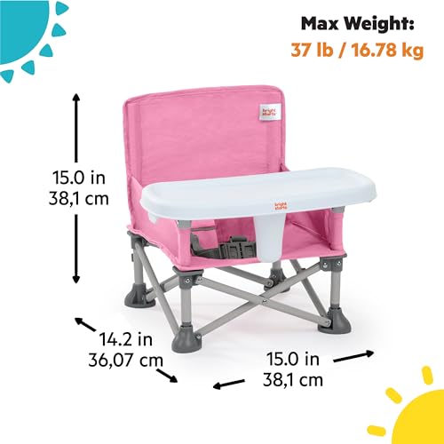 Image of Bright Starts Pop 'N Sit Portable Booster, Indoor /Outdoor Use, Floor Seat with Feeding Tray, Pink, 6 Mos - 3 Yrs (Pack of 2)