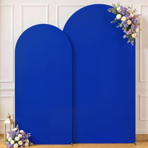 Image of Royal Blue Arch Cover 2 Set-7.2FT, 6FT Arch Backdrop Cover Spandex Fitted Birthday Party Arch Stand Covers Stretchy Backdrop for Baby Shower Bridal Shower Wedding Ceremony Banquet Photo Background