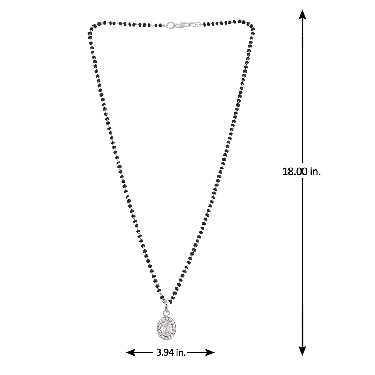 Sparkling Oval Cz Studded Silver Mangalsutra Set