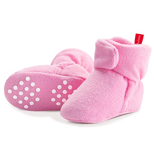 Image of Bufims Baby Fleece Booties Newborn Unisex Booties Non-Slip Newborn Infant First Walkers Warm Shoes House Slippers for Baby Boys & Baby Girls Toddlers