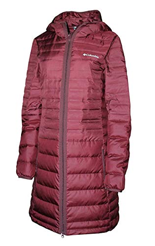 Columbia Women's McKay Lake Long Hooded Down Lightweight HeatSeal Jacket (X-Small, Bloodstone)