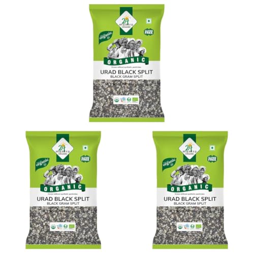 Image of 24 Mantra Organic Unpolished Urad Dal Black Split /Black Gram split /Minapa pappu /Kali dal - 500gms | Pack of 3 | 100% Organic | Chemical Free & Pesticides Free