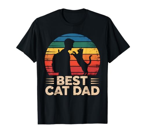 Best Cat Dad Ever Amusant pour Chatte Fête des Pères Rétro T-Shirt