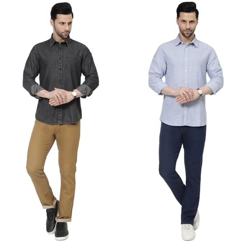 Image of DAIS Men's Stretchable Straight Fit Mid Rise Jeans, Pack of 2, (Combo of 2 Jeans)