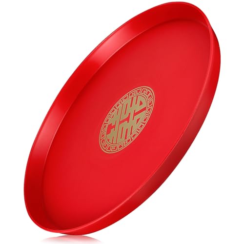 ABOOFAN Chinese Wedding Serving Tray Platter, Red...