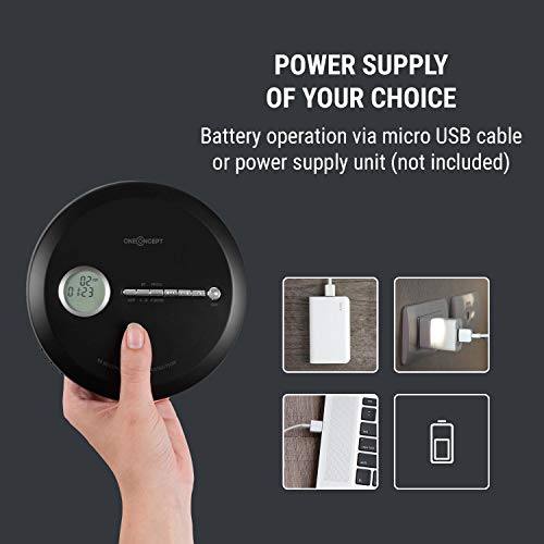 OneConcept CDC 100MP3 - Discman met net- of batterijvoeding, USB, formaten: CD, CD-R, CD-RW en MP3-CD, CD-speler, basversterking, programmeerfunctie, LCD-display, incl. In-ear hoofdtelefoon, zwart - Image 4