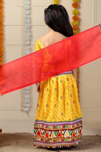 Image of AHHAAAA Kids Embroidered Traditional Ghoomar Lehenga Choli |Chania Choli|Radha Dress|Navratri /Dandiya /Garba Dress with Dupatta for Girls Y0040