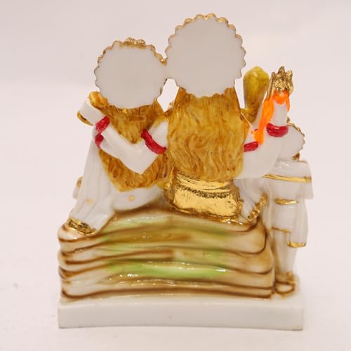 Image of Gold Plated Shiv Parivar Murti Marble Dust Statue for Home Mandir Pooja Room Office Gift | Shiv Parvati Shiva Family Idol Kartikey Statue Standard Size- Multicolor (8 Inch (20cm))