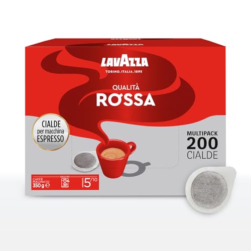 Lavazza, Calidad roja, café en monodosis, 4 paquetes de 50 monodosis, para un expreso equilibrado y completo, con notas aromáticas de frutas secas, arábica y robusta, intensidad 5/10, tostado medio