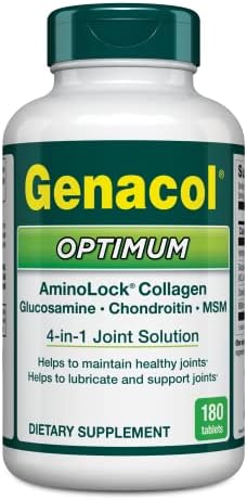 Genacol Glucosamine, Chondroitin, MSM and Collagen Joint Support Supplement for Men & Women Joint Health Patented Formula | Glucosamina Condroitina y Colageno Optimum 180 Tablets