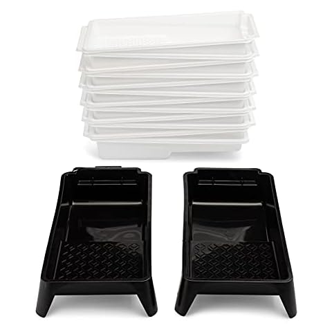 Cascade Tools Hard Shell 4 Inch Paint Tray (2 Pack) with 12 Disposable Paint Tray Liners - Compatible with Most 4” Paint Rollers Cover