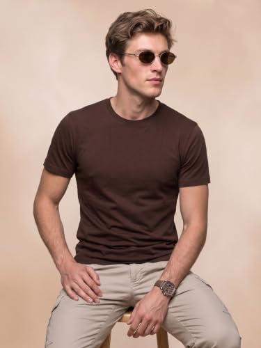 Image of Veirdo Regular Fit Half Sleeves Round Neck Solid Pure Cotton T-Shirt for Men (Available in White, Black, Swan White, Mustard, Maroon, Green, Lilac, Navy, Red Color)