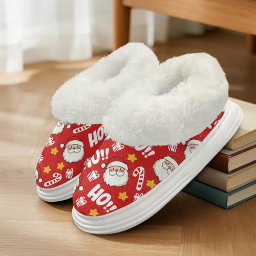 Christmas Fuzzy House Slippers Unisex-Adult Polar Fleece Shoes for Men Woman, Winter2