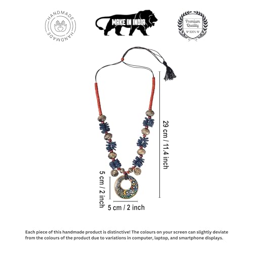 Image of AAKRITI ART CREATIONS Handcrafted Tribal & Boho Ethnic Necklace Collection | Floral, Mandala, Tassel & Dhokra Pendant Designs | Artisan Brass, Wood & Statement Jewelry for Women