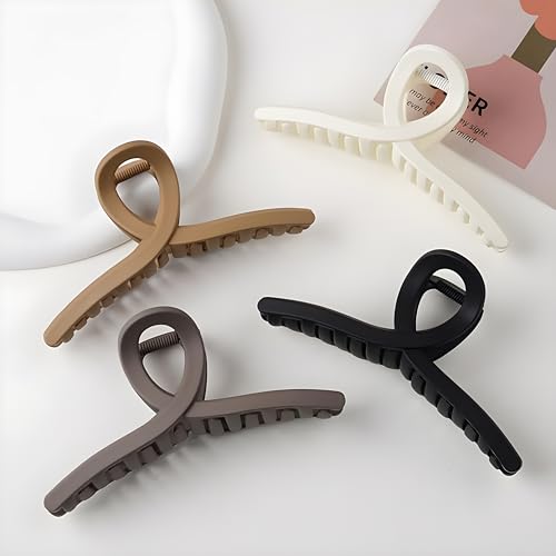 Image of Clature Large Hair Claw Clips, 4-Pack, Strong Hold for Thick Hair for Women and Girls, Multicolor