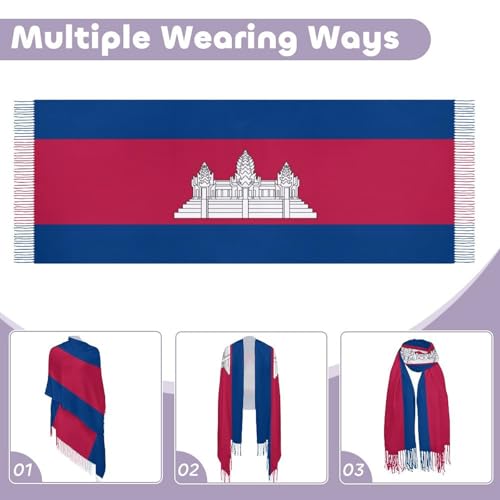 Flag of American Women's Tassel Scarf Shawl Scarf Warm Fringe Scarves4