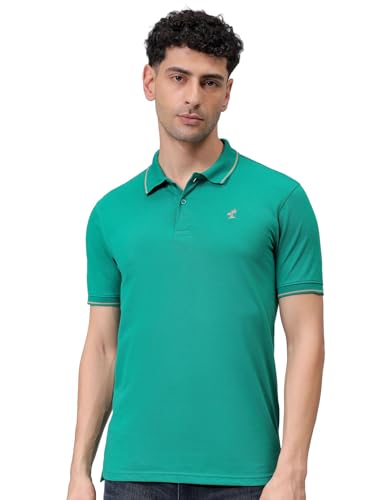 Image of The Indian Garage Co Men Slim Fit Solid Polo Neck Half Sleeves Tshirt