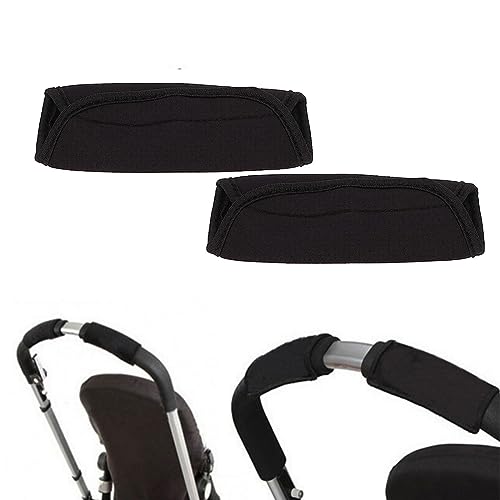 WKRTDY Funda universal para manillar de carrito de bebé y protección para cinturones de seguridad Cubre manillar de cochecito con 2 piezas en negro para mayor protección y comodidad