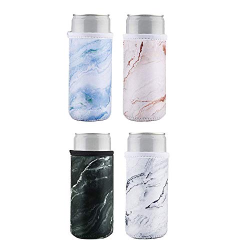 Auony Slim mangas de lata, 4 unidades de neopreno Slim Can Coolers Slim Can Covers para 12 oz Slim Beer latas Cover