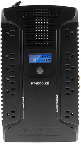 Forza UPS 1000VA - BaterĂa de reserva de 500 W, con pantalla LCD, protector de sobretensiones, fuente de alimentaciĂłn ininterrumpida, 12 tomas de Forza UPS 1000VA - BaterĂa de reserva de 500 W, con pantalla LCD, protector de sobretensiones, fuente de alimentaciĂłn ininterrumpida, 12 tomas de