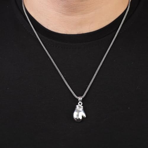 Pendentif de combattant en argent sterling, collier gants de boxe look urbain - 3