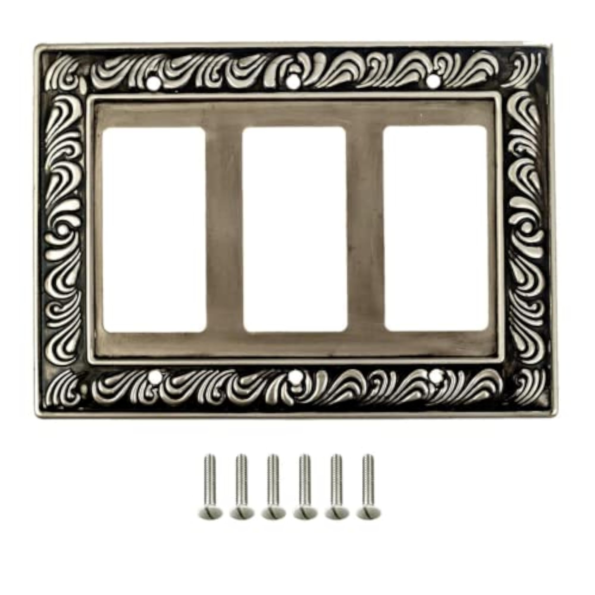 Wall Plates Decorative Brushed Satin Pewter, 3 Gang Decorator