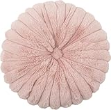 Cojín Almohada Calabaza Plisado Redondo, Cojín Redondo De Terciopelo con Forma De 35cm - Suave Y(Rosa Claro)