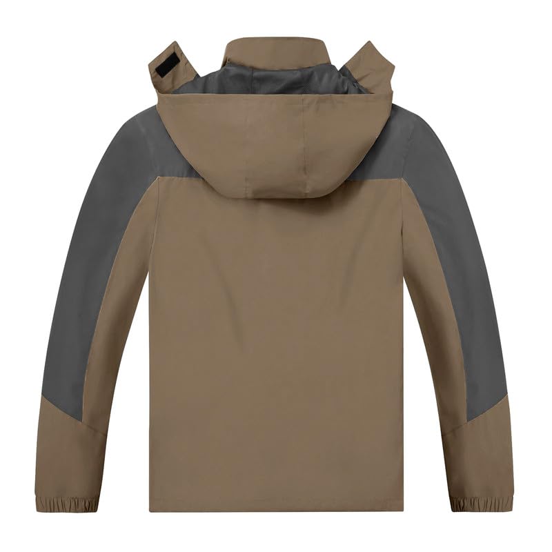 Image of Mens Rain Jacket Waterproof with Hooded Hiking Coat Lightweight Windbreaker | Windproof Mountain Jacket,Multi Zip Pockets Windbreaker,Work,Breathable,Fishing,Active Performance Shell Jackets,Outer Layer
