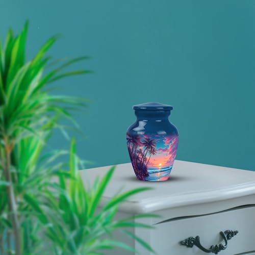 Image of Beach Urn - Human Remains Urn - 3 Inch - Pack of 4 - Miniture Urns for Mom & Dad - Funeral Cremation Urns for Ashes - Burial Decorative for Mom & Dad