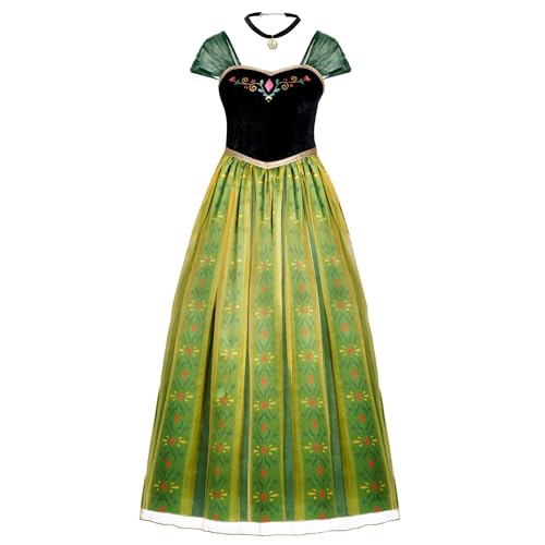 Spooktacular Creations Disfraz de princesa para mujer adulta, vestido verde de hada con collar para disfraz de Halloween, juego de rol-XL