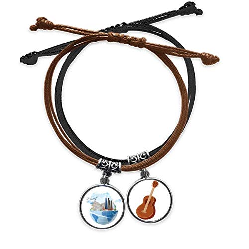 Pulsera de cuero guitarra y viaje de avión Unidos Mount el regalo perfecto para viajeros
