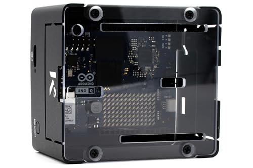 KKSB Gehäuse für Arduino UNO Q hohes Aluminium- und Stahlgehäuse mit transparentem Polycarbonat-Deckel