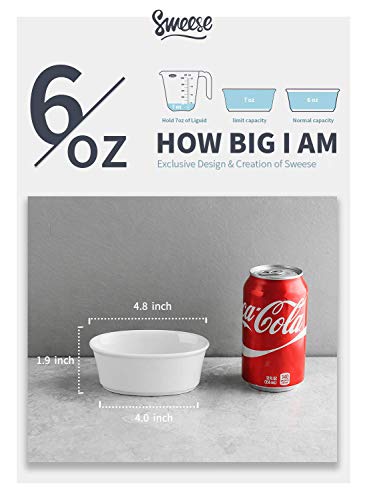 image for Sweese 506.001 Porcelain Ramekins 6 Ounce Souffle Dishes, Oval Ramekin