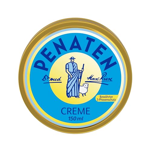 Penaten Creme Baby Wundschutzcreme mit Nässeschutz & Hautschutz pflegt mit Zinkoxid, Lanolin & Panthenol empfindliche Babyhaut, 150ml