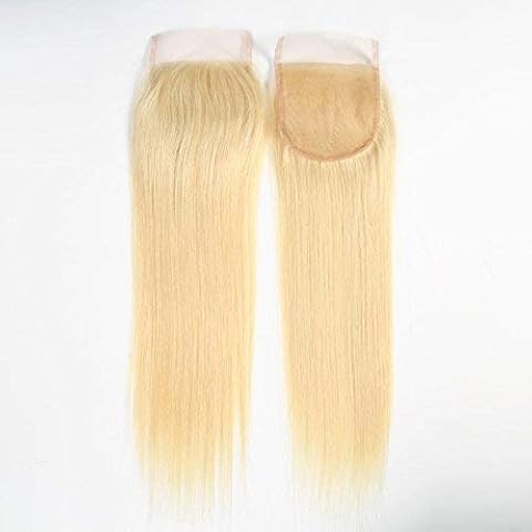 SeraphicWig Swiss Lace Top Closure 4"x4" Brazilian Virgin Human Hair Lace Closure With Baby Hair 16" Silky Straight Honey Blonde Colour #613 Free Part Cover