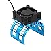Blue RC Parts brushless Motor Heatsink Cover + Cooling Fan for 1:10 H-SP RC Car 540 550 3650 Size Motor Heat Sink(Adapter Cable)