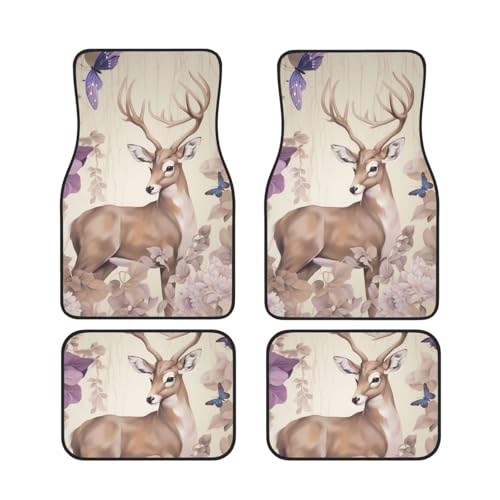 Tapis de sol voiture pour toutes les saisons décor nature cerf fleurs ensemble complet