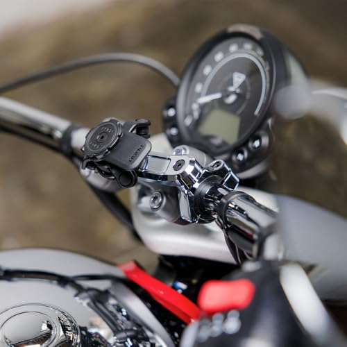 Image of Quad Lock Motorcycle Handlebar Phone Mount PRO Chrome with Vibration Dampener and MAG Phone Case for iPhone 11