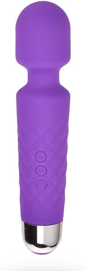 Waterproof Cordless Therapeutic Wand Massager Waterproof Elegant Power USB Rechargeable 25 Patterns Vibration For Muscle Aches & Sports Recovery (Purple)
