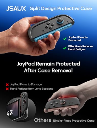 Image of JSAUX Protective Case for Nintendo Switch 2, Split Design with TPU Frame & PC Front Cover, Ergonomic Non-Slip Grip, 10-Game Card Storage, Kickstand Compatible, Shockproof & Scratch-Resistant-PC0114