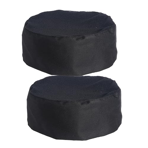 Beavorty 2Pcs Adjustable Black Mesh Chef Hat for Catering Breathable Chef Cap with Hook Loop Strap Fits Adults for Cooking and Baking The Kitchen