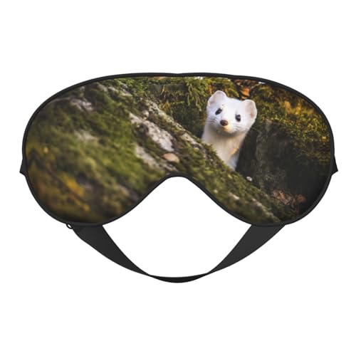Masque occultant doux à imprimé belette mignon, masque pour les yeux de voyage, masque de sommeil latéral pour homme et femme