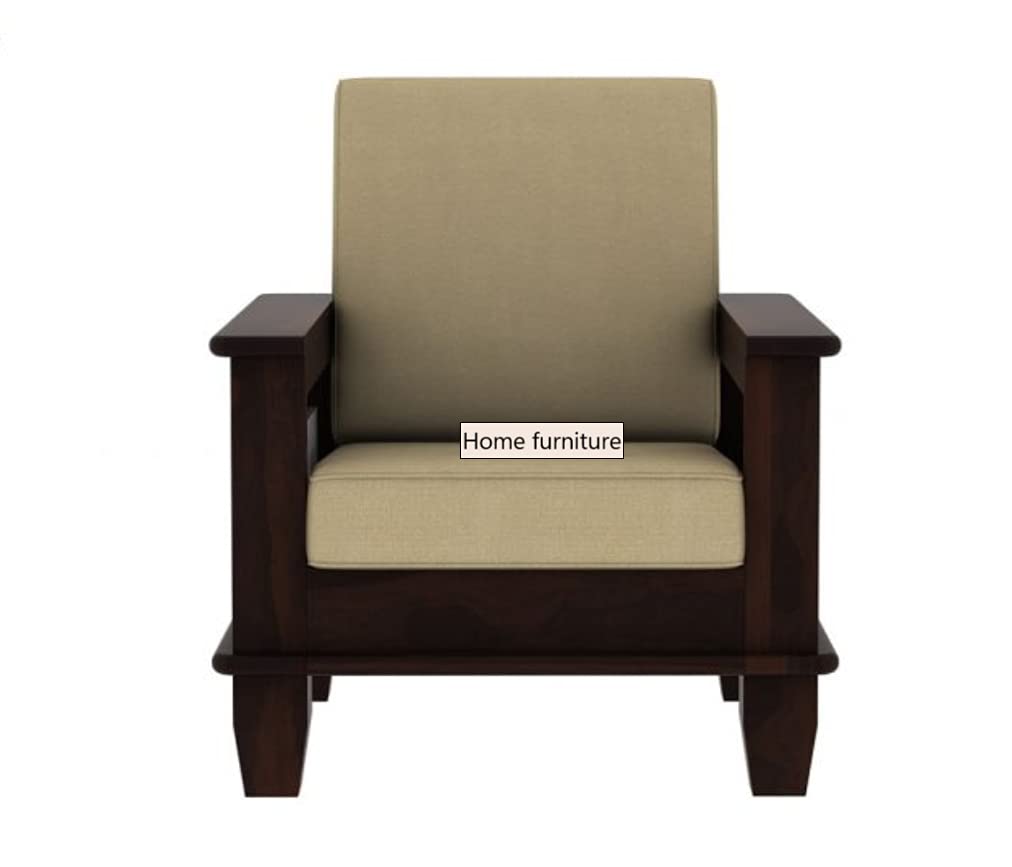 Home furniture Wooden Sofa Set for Living Room and Office Single Seater (1 Seater, Walnut Finish)