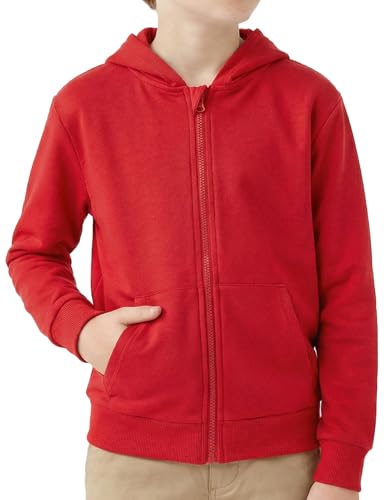 Image of Spring&Gege Boys Zip up Hoodie Soft Solid Classic Full Zip Hooded Sweatshirts for Kids (3-14 Years)
