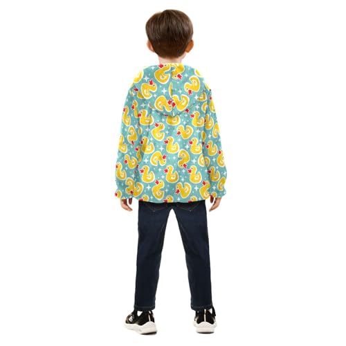 Yellow Rubber Duck Toddler Fleece Jacket Baby Boys Hooded Zipper Long Sleeve Thick Warm Outerwear 3-10 Years4