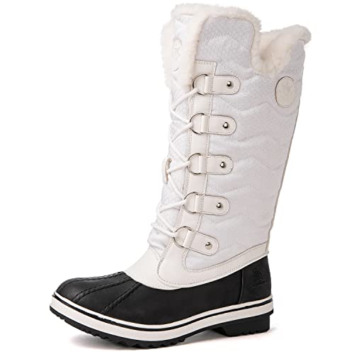 kingshow Globalwin Women’s Snow Boots – Mid-Calf-Length Winter Boots For Women with Faux Fur Lining, Insulated Cold Weather Protection, and Non-Slip Traction Sole, White2, 7