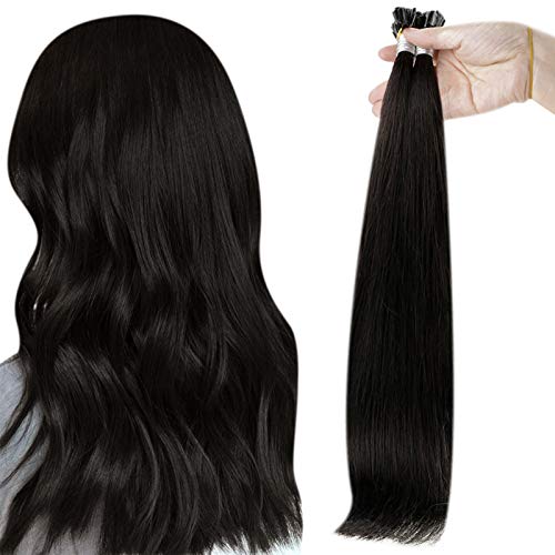 Fshine Keratin Hair Extensions Human Hair 16 Inch U Tip Fusion Hair Extensions Color 1B Off Black Pre Bonded Hair Extensions 1 Gram Per Strand Italy Fusion Hair Extensions 50 Gram