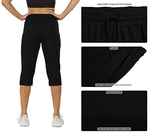 Image of icyzone Capri Sweatpants for Women - French Terry Workout Cropped Joggers Athletic Lounge Pants with Pockets